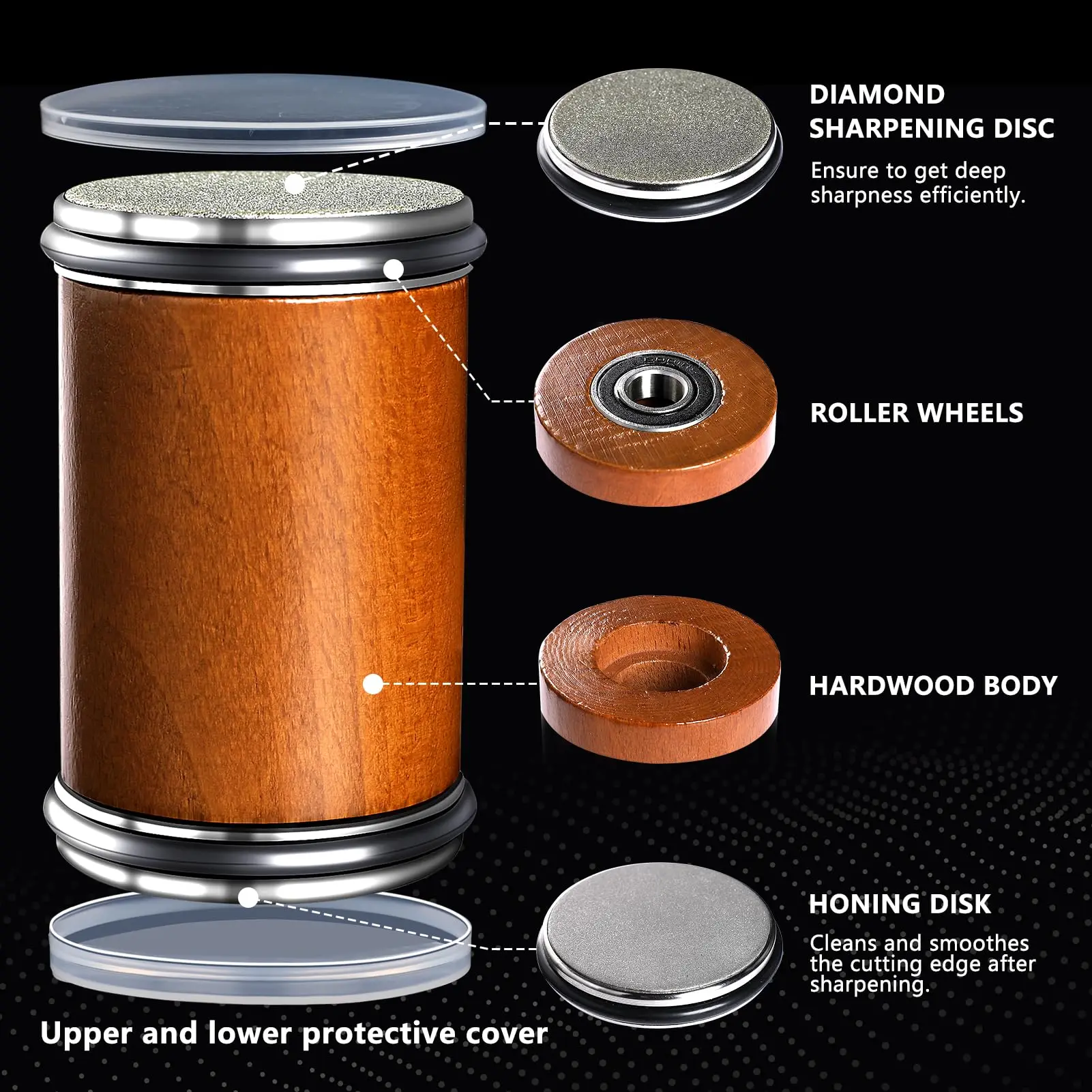 2024 magnetic whetstone professional kitchen detachable sharpen wooden rolling knife sharpener kit silicon