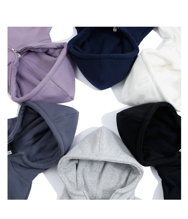 Winter Warm Thick Sweatshirt Heavy Weight Sweat Full-Zip Hoodie Fleece Unisex Hoodie