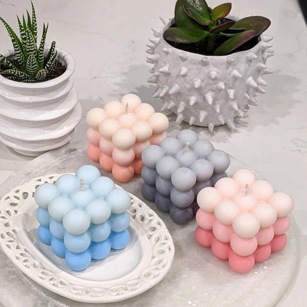 UKIQUEEN Luxury Home Decor Aromatherapy Small Candles Cube Bubble Soy Wax Aroma Scented Candles