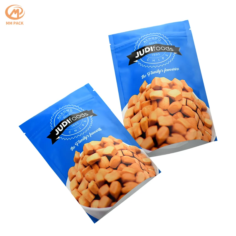 Custom Printed Quad Side Seal Gusset Zipper Lock PE Plastic Wood Ear with Window for Food Packaging Stand up Ziplock Bags QC M&P