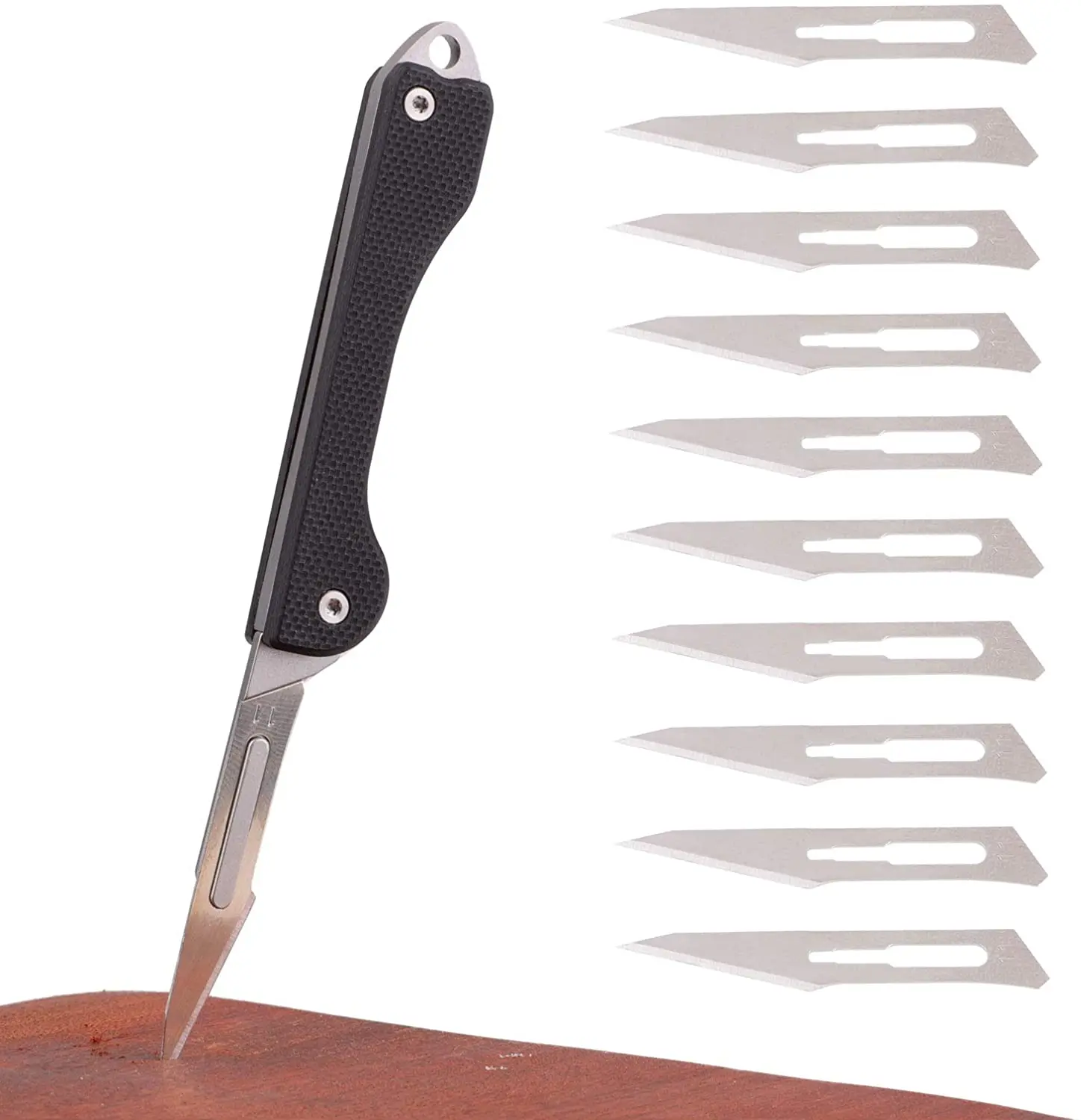 Mini SlipJoint Scalpel Folding Pocket Knife Black G10 Handle Utility EDC Keychain Knife for Box Cutting Crafting