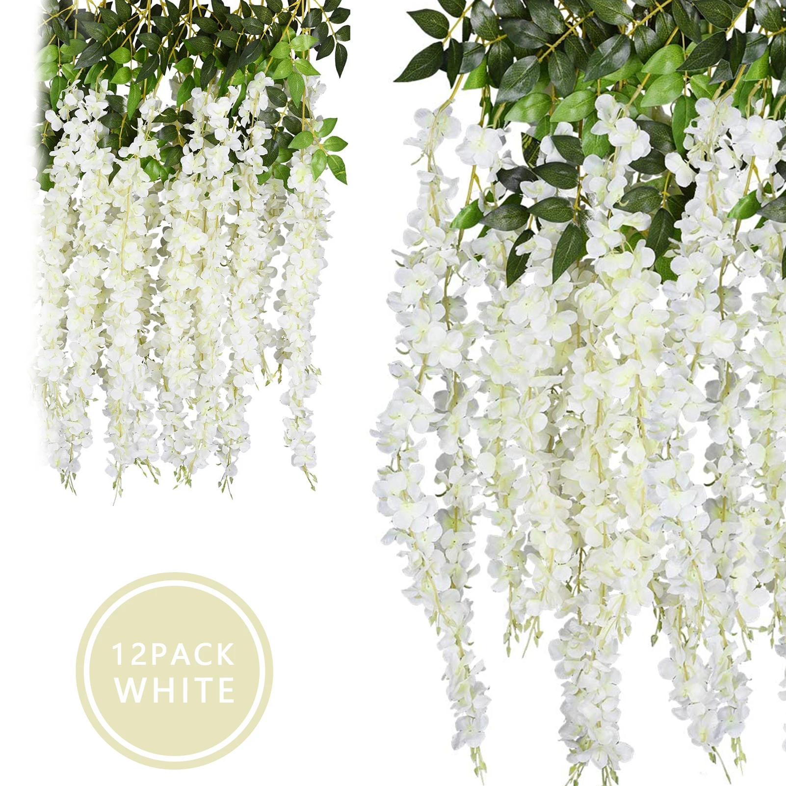 6pcs/pack Home Party Wedding Decoration Hanging Garland Silk Flowers String Artificial Faux Wisteria Vine Rattan