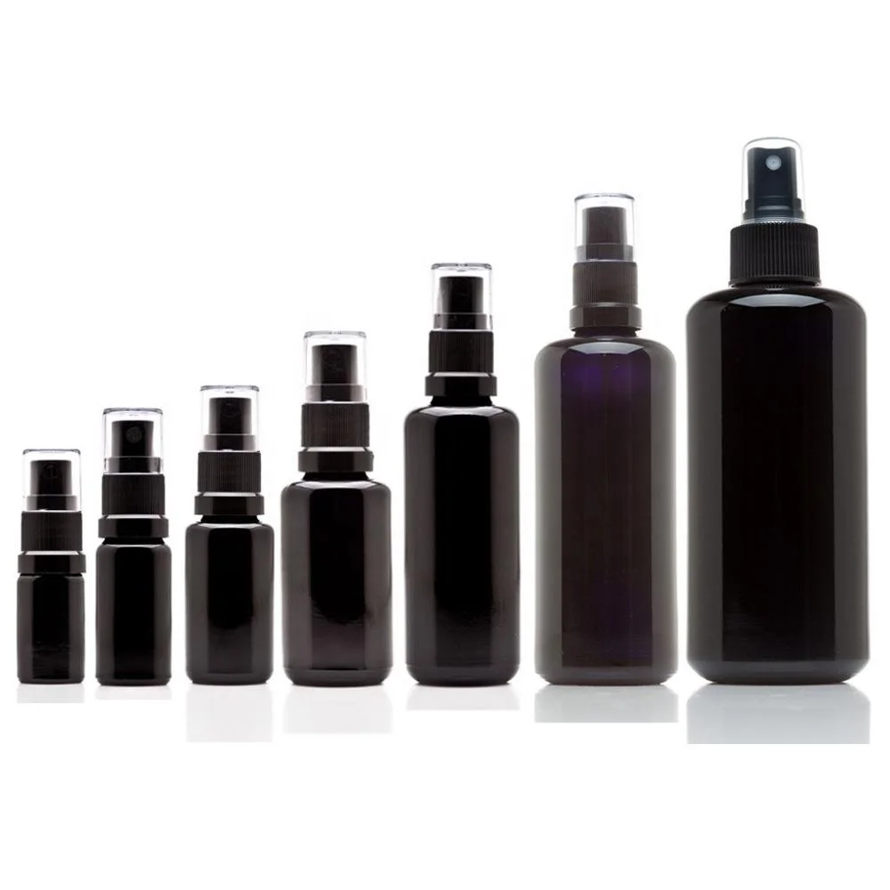 Empty Violet Black Frosted Glass Bottle For Essential Oil Hair Oil Bottles 30Ml Glass Dropper Bottles Essens Care Lotion Rubber