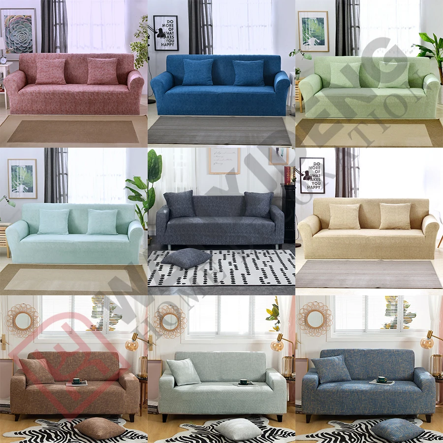New Design Linen Color Polyester Spandex Chair Slipcover Stretch 2 Seater 3 Seater Sofa Covers