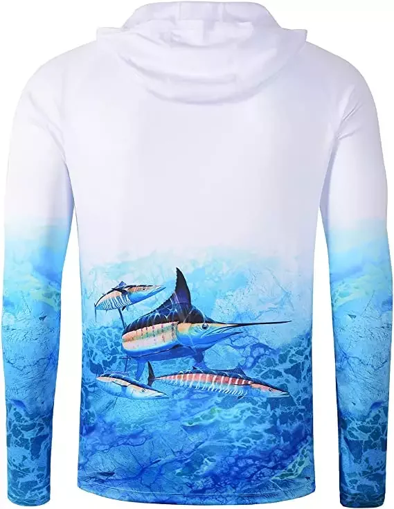 UV Protection Quick Dry Orange Sublimation Recycled Long Sleeve Fishing Hoodie Shirt With Hood