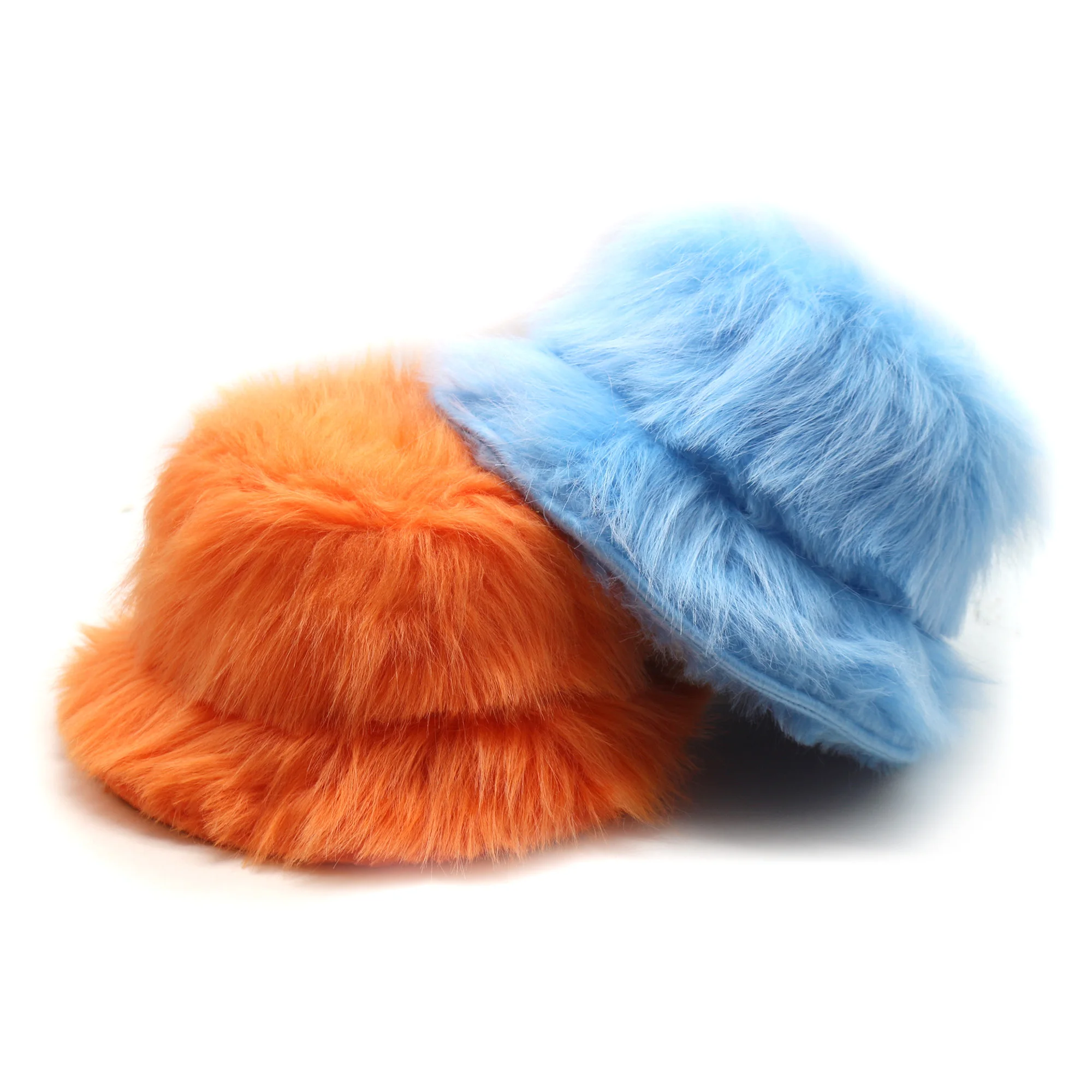 designer fox fur fisherman hats fluffy bucket hats with custom logo