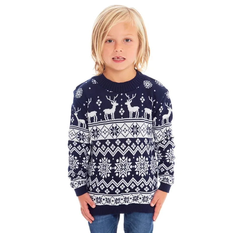 Cute deer print Family Mom and Daughter Clothes woolen Cotton Sweater top Christmas Matching Christmas Outfits parent-child