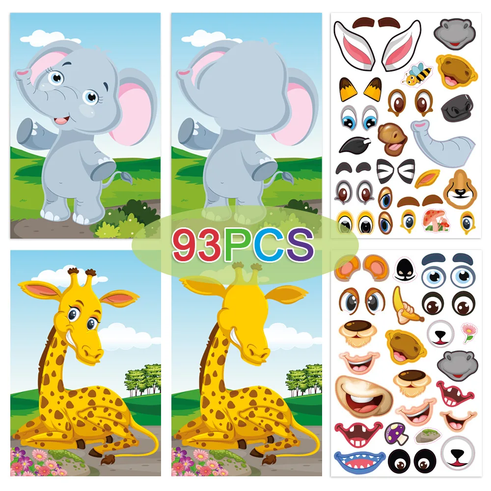 YALONG YLWG10014 Stickers Puzzle Games Make a Face Princess Animal Dinosaur Assemble Children Recognition Training Education Toy