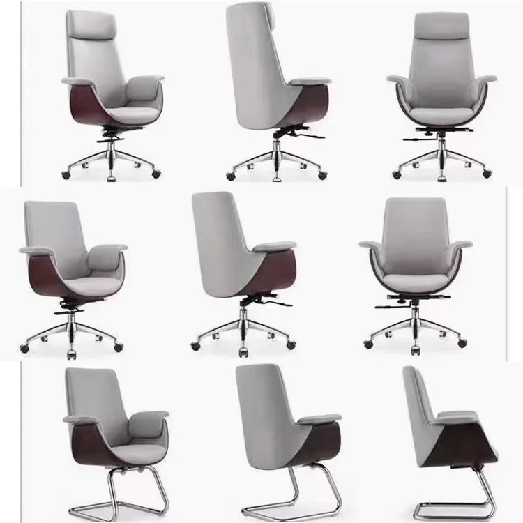 High Quality Modern Luxury Adjustable Recliner Swivel Manager Executive Ergonomic Real Genuine Leather Office Chair