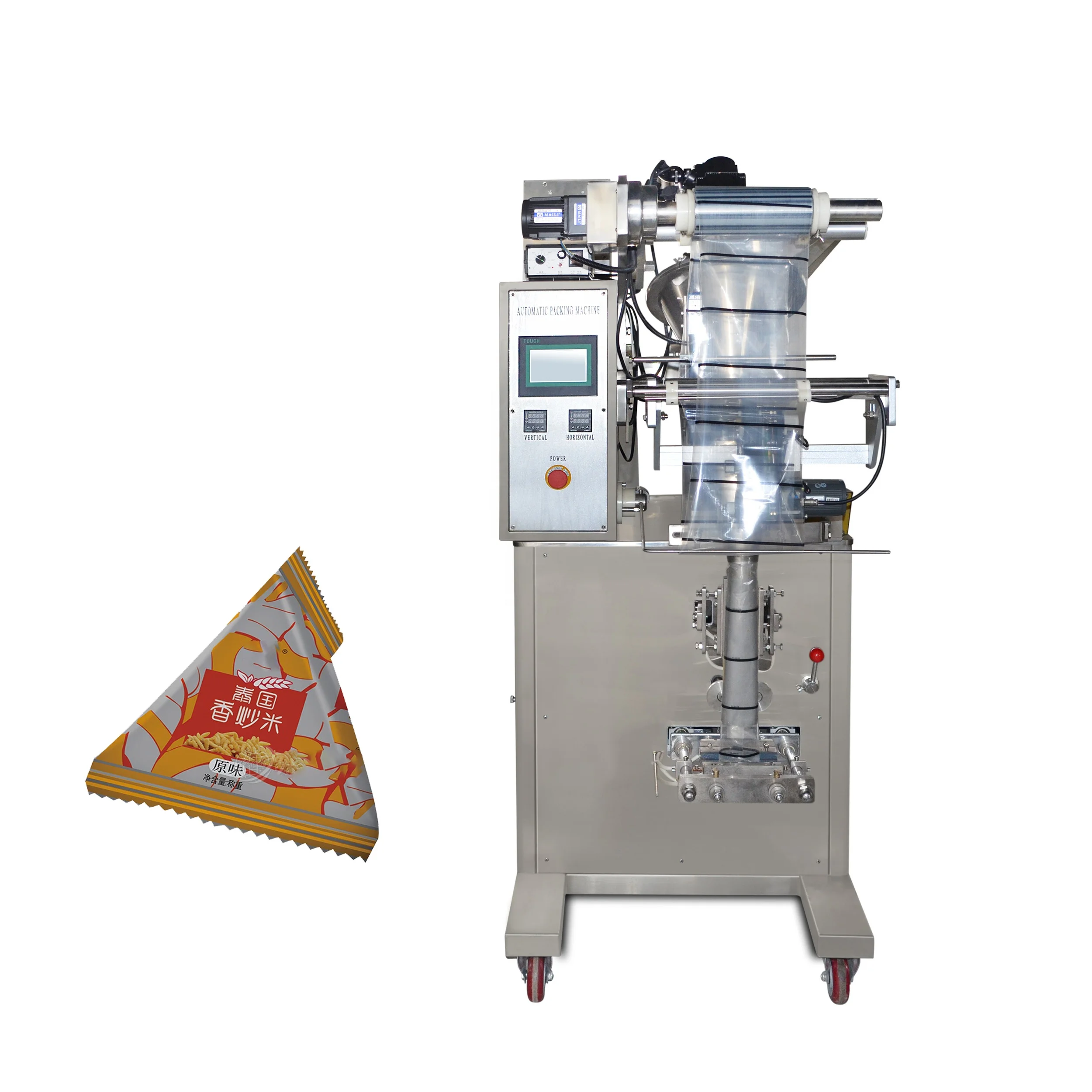 Factory price vertical pyramid triangle sachet bag snack food nut granular sachet  form fill seal packing machine