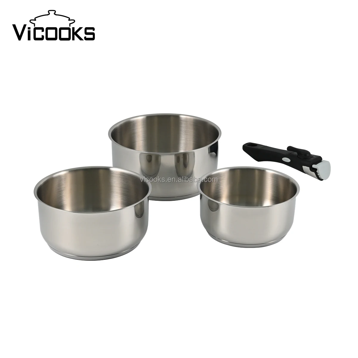 OEM Aluminum Cookware Sets Of Pots Cookware Set Stainless Steel Kitchen Removable And Detachable Handle Cooking Pot Set Cookware