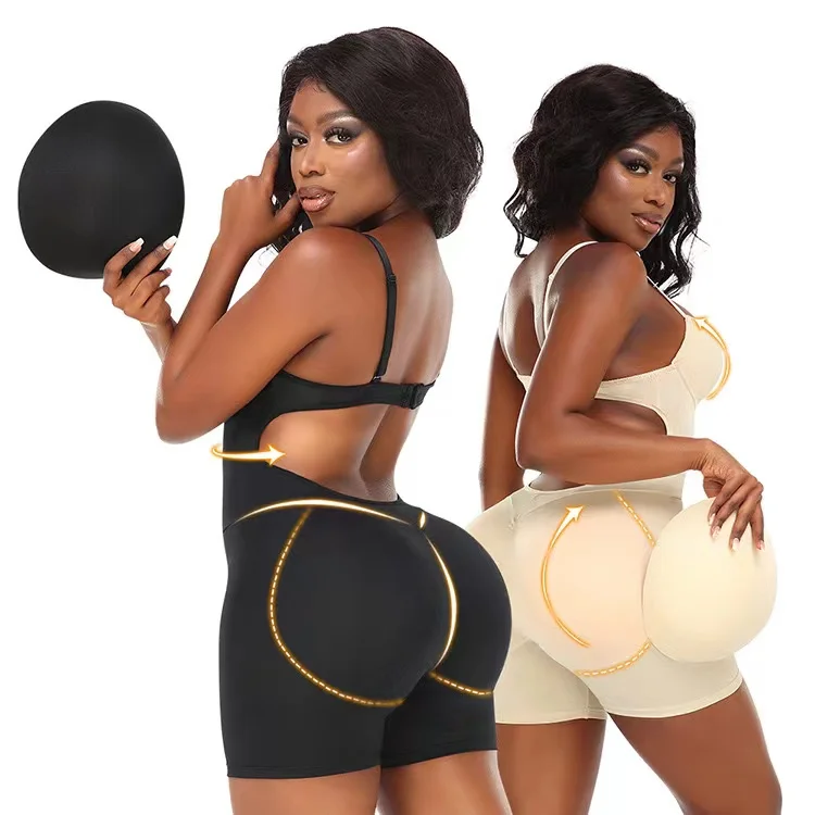 Custom High Waist Shapewear Bodysuit Breathable Slimming Waist Trainer Underwear High Compression Push-up Feature Padded Shaper