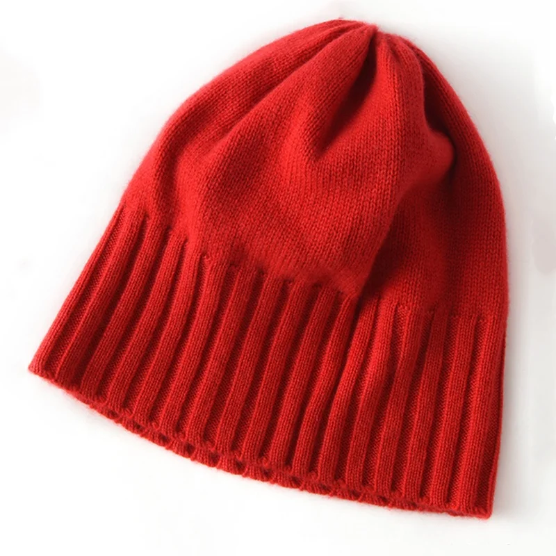 Custom logo ribbed cable knit 100% pure cashmere beanie hats kids men womens winter cashmere beanie hats