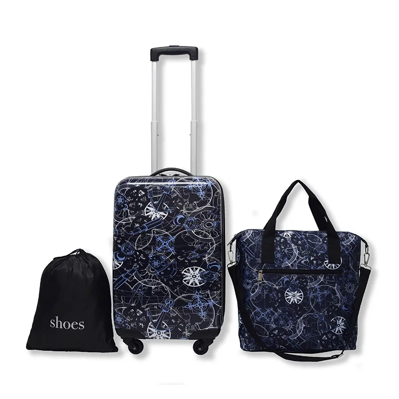 Hot ABS PC hardside carry-on luggage set tote shoe bag suit case 4 wheels traveling valise trolley case