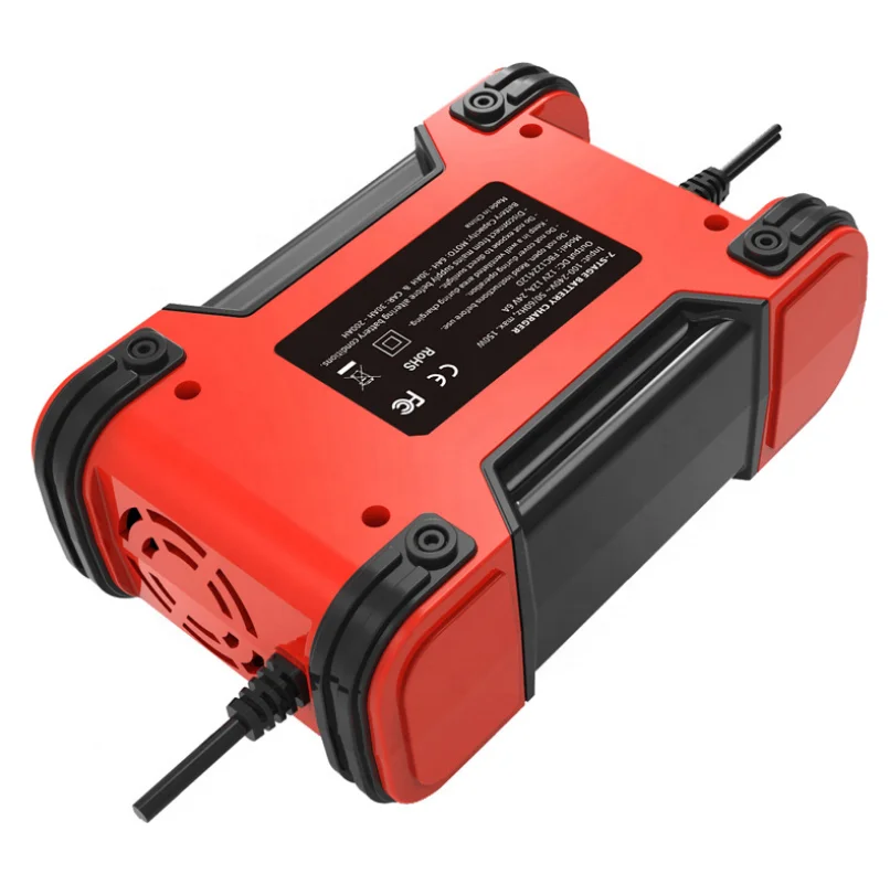  Последняя Foxsur 12V 12A - 24V 6A 7-ступенчатая свинцово-кислотная батарея AGM LiFePo4 литиевая мотоциклов зарядное устройство для автомобильного