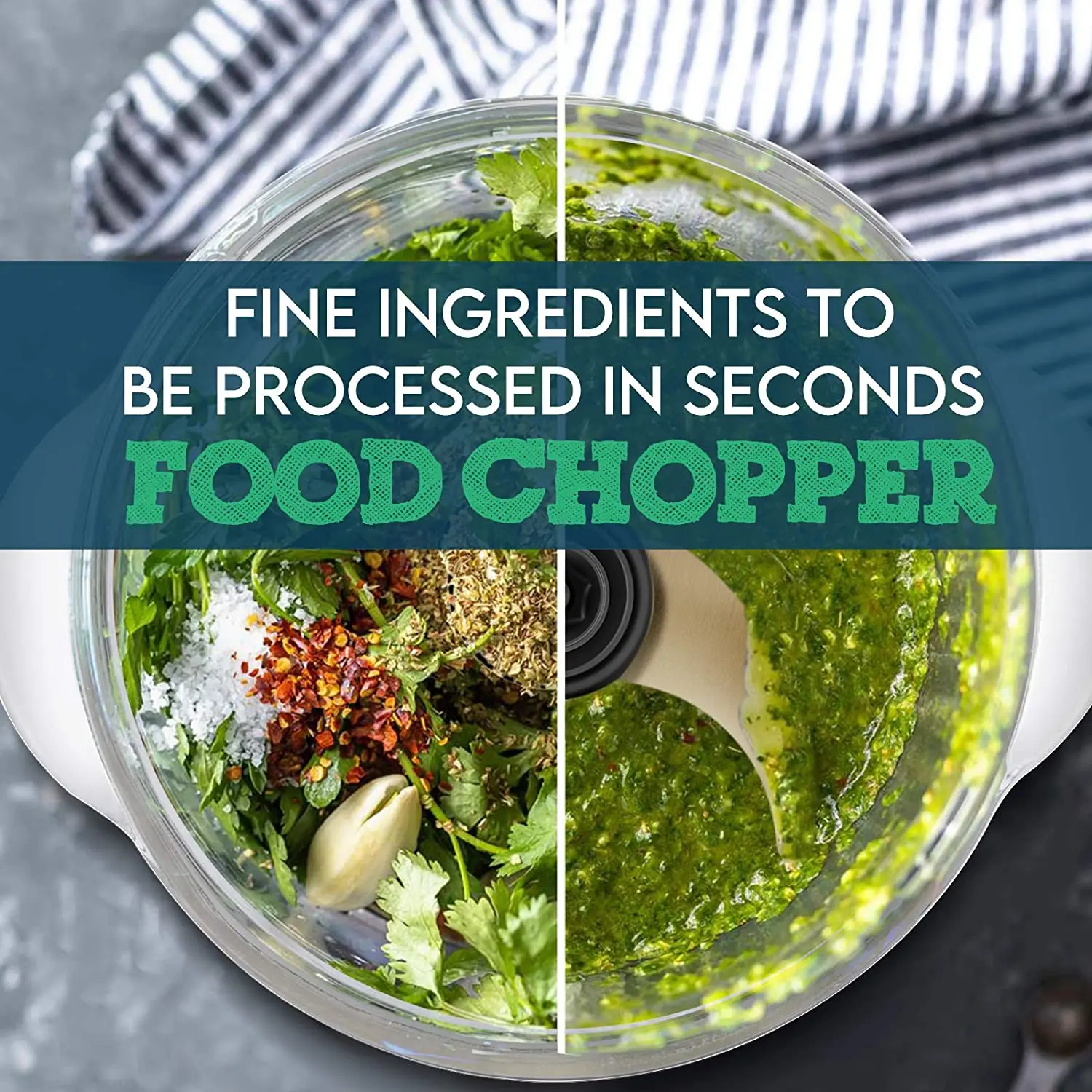 Stainless Steel Body and Plastic Bowl Powerful Garlic Ginger Onion Nut Fruit Food Chopper Processor