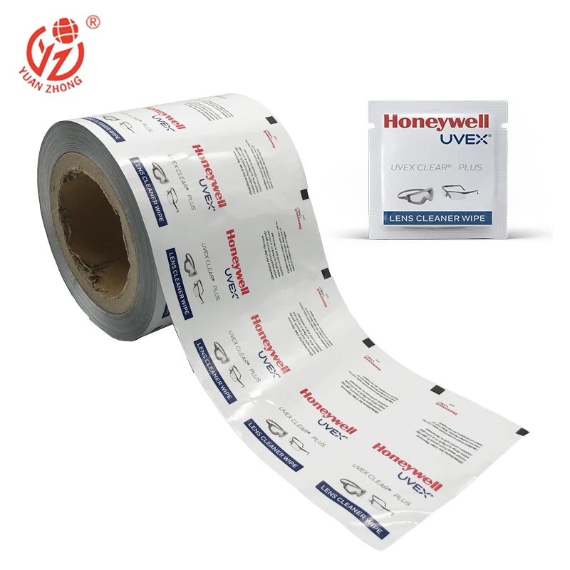 Custom Print Antiseptic Swab Packaging Film Plastic Aluminum Foil Sachet  Alcohol Prep Pad Package Wrapper Film