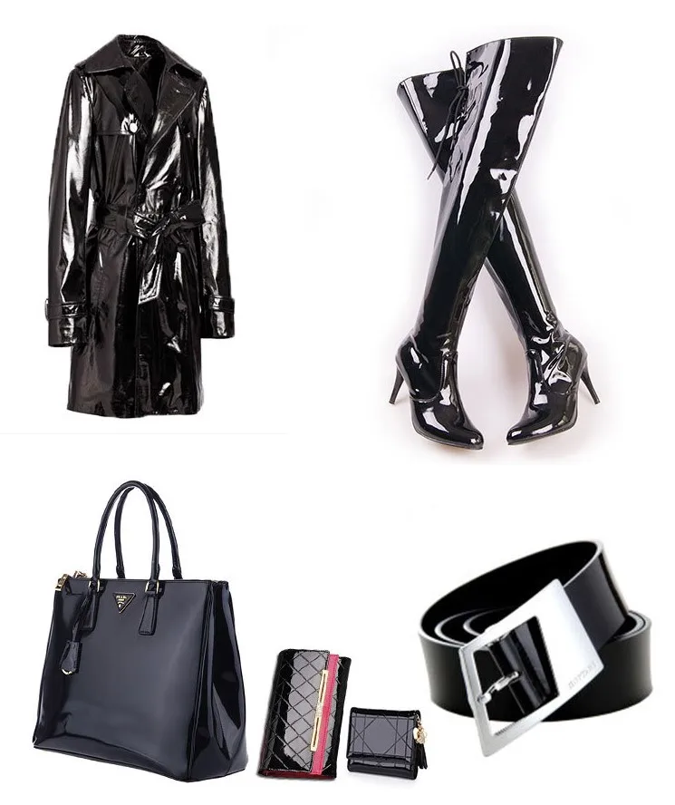 First layer cowhide black mirror patent leather with lacquer Genuine Leather Patent leather fabric