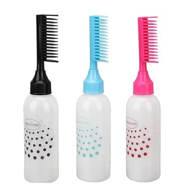 wholesale 1 pack 160ml 6oz root comb applicator bottle with comb attachment cheap hair dye empty applicator bottles for hair oil