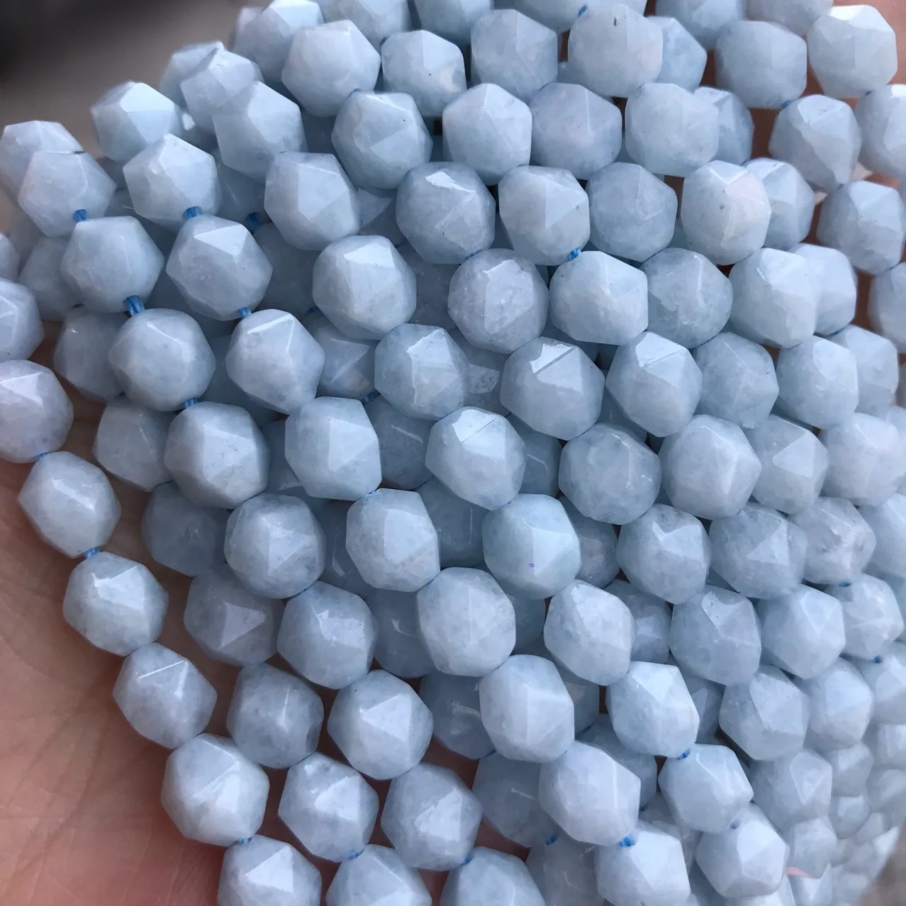 Wholesale Natural Polished Loose Round Matte Faceted Beads Dyed Blue Colour Quartz Aquamarine for Jewelry Making Chakra Bracelet