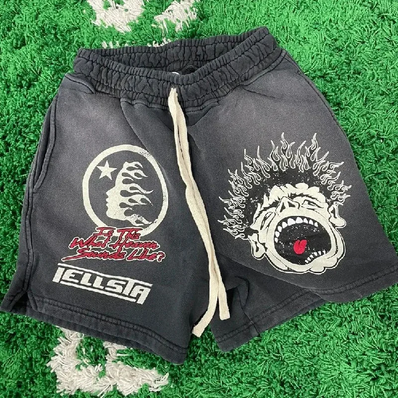 wholesale Streetwear gym Shorts Heavyweight 100% Cotton Custom Screen Printing logo Vintage Sun Faded Acid Wash Shorts For Men
