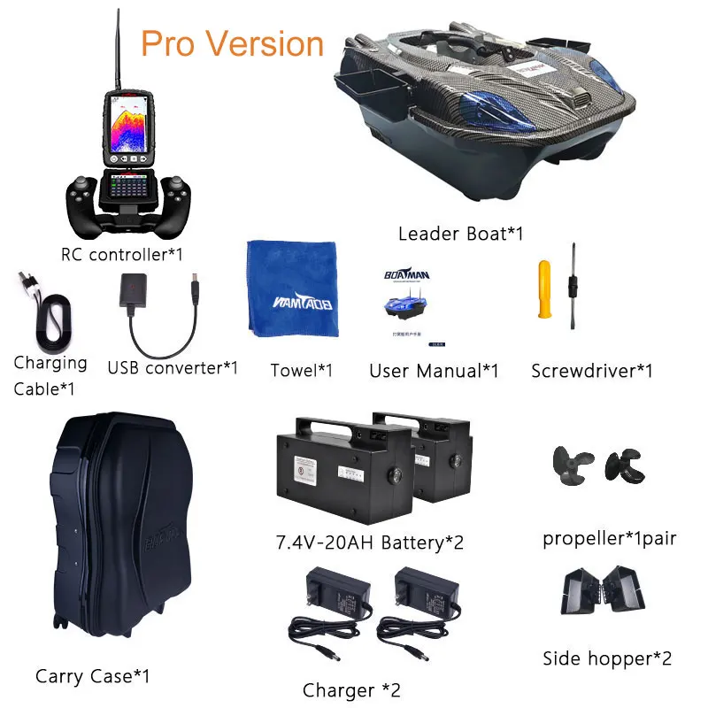 Wholesale Upgraded Leader Pro GPS Large 4Kg hopper Autopilot GPS rc fishing bait boat with sonar fish finder