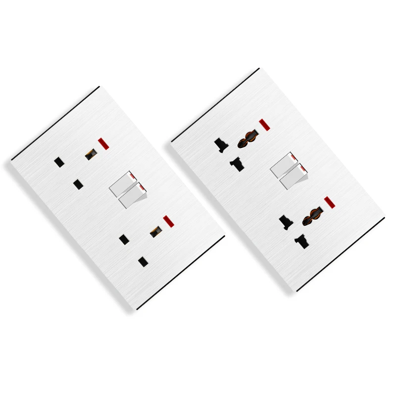 S1 Plating embossed PC panel 20A DP Silver brushed electric button smart touch wall switch for home hotel