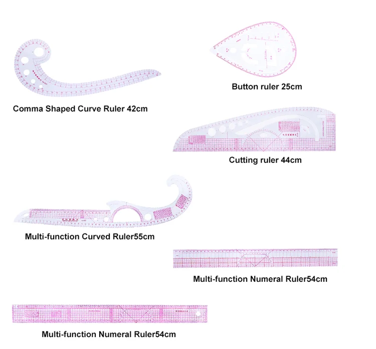 Пластиковая изогнутая прямоугольная линейка для шитья, инструмент для рукоделия и рисования, поставка «сделай сам», 6 узоров на выбор, линейка с французской кривой