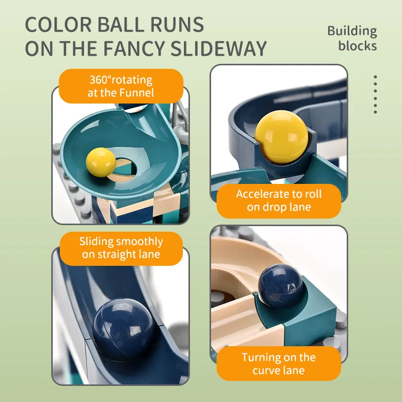 Eco-friendly plastic block in construction Slide for large building block plastic with roll the ball