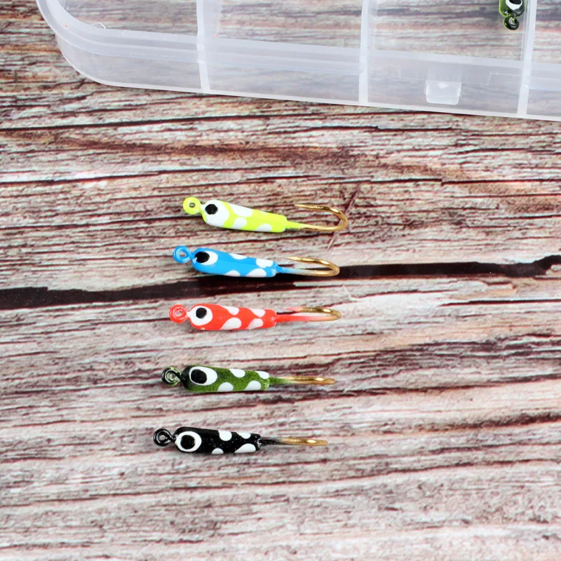Wholesale 25mm 0.7g  ICE fishing Mini Lead Jig Head Hook winter ice fishing lure 50pcs/bag