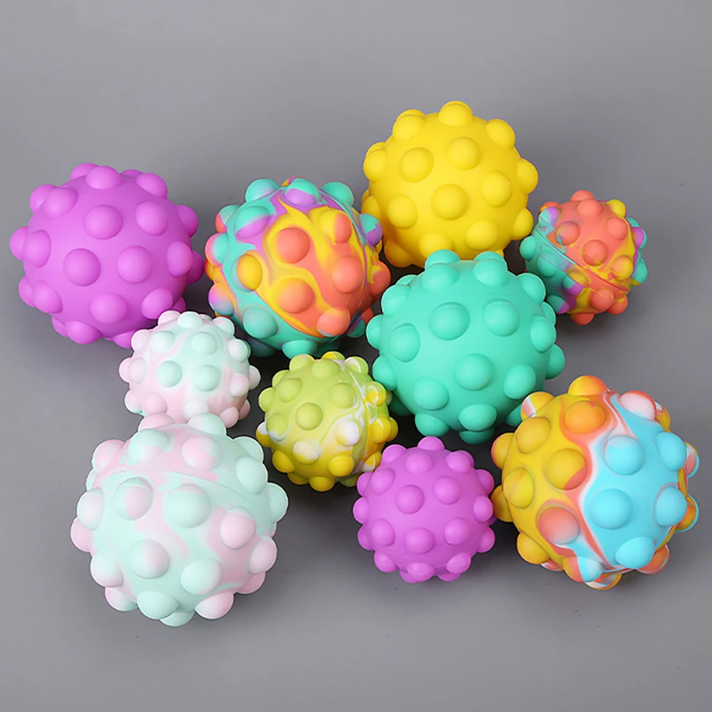 Autism Relief Anxiety Stress Toys Silicone Decompression Pops Sensory Bubble Toy Set Squeeze Pops Fidget Toy Balls
