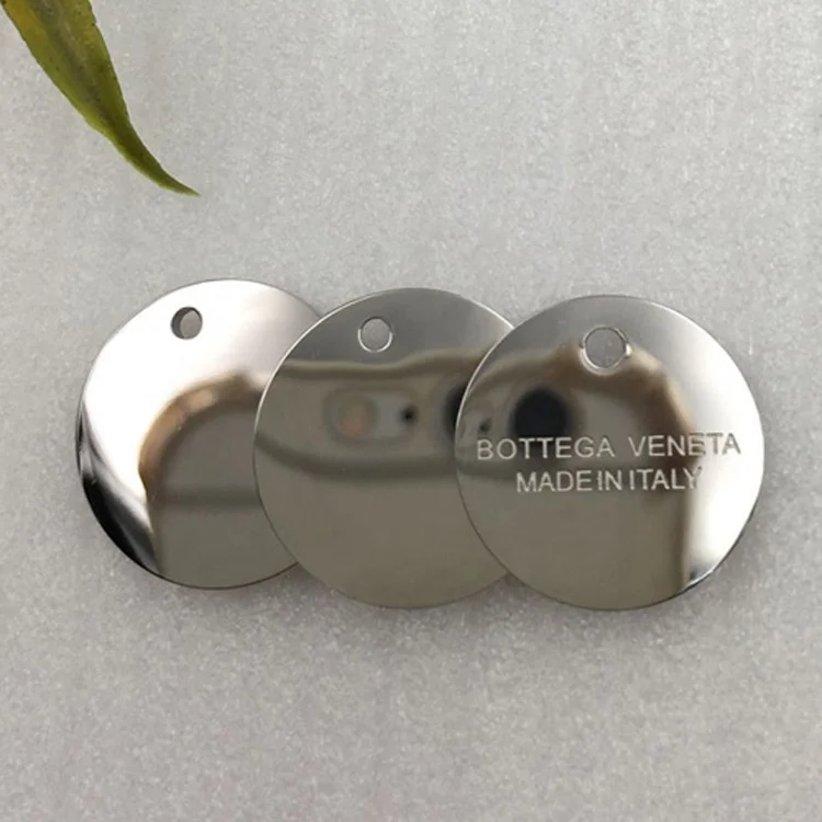 High quality full polishing stainless steel metal tag custom logo pendant jewelry laser engraving label tags DIY