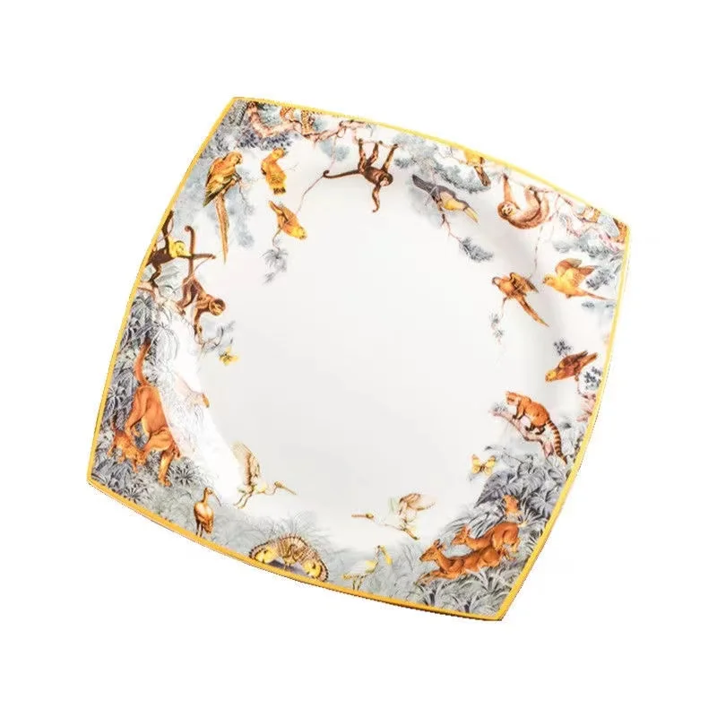 King of the forest bowls and dishes set Jingdezhen ceramic bowls, plates and chopsticks household bone china tableware