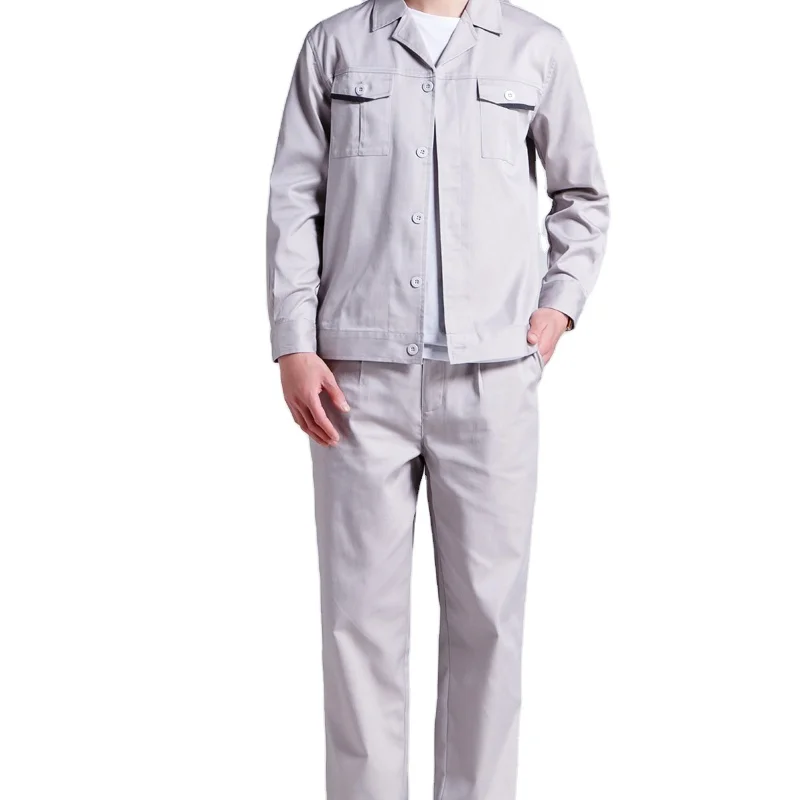 Gray Workwear Uniform For Industrial Men Work Wear Polyester Antistatic Workwear For Worker Work Suit