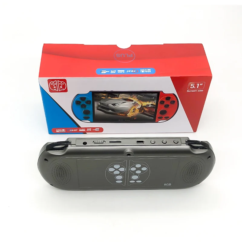 X7 Plus 128Bit Handheld Game Player 5.1 inch LCD Color 8GB Double Rocker Video Game Player Built-in 2000+ Games