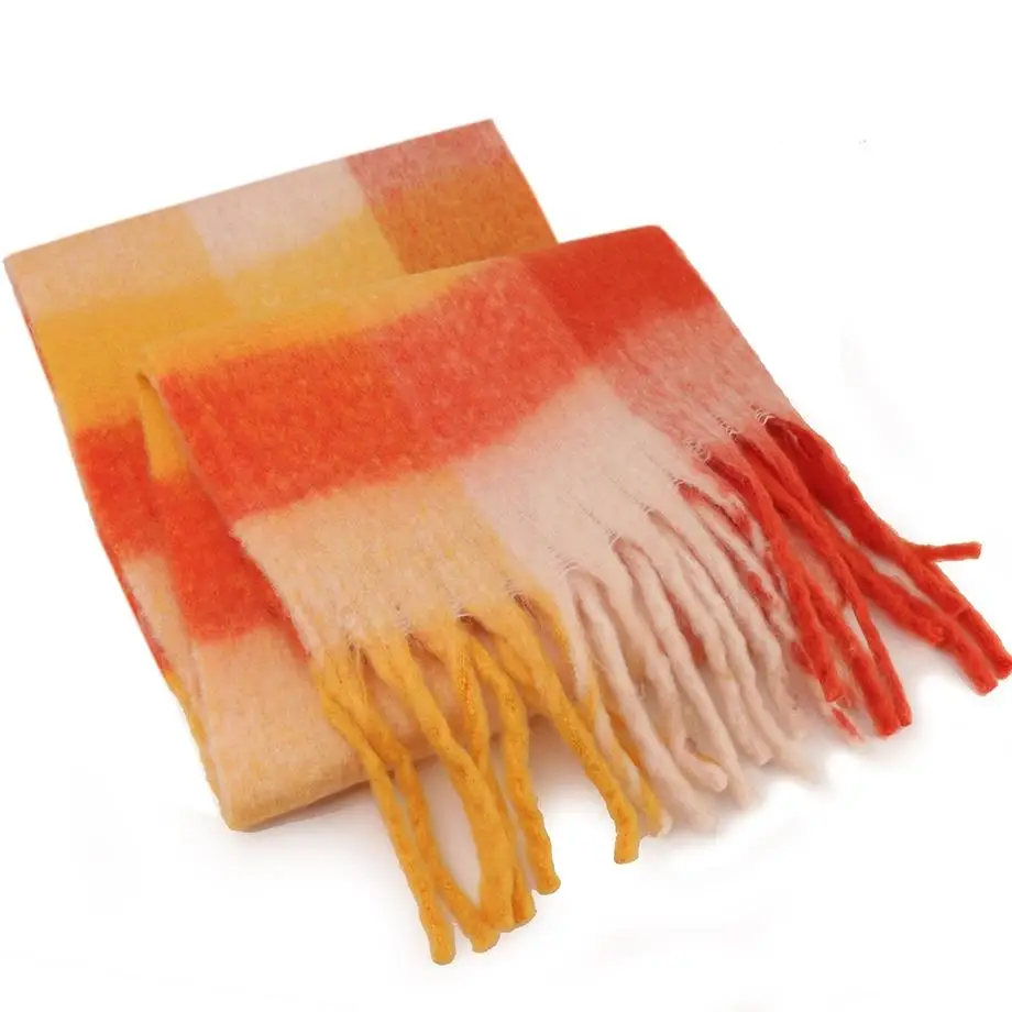 Customize Winter Soft Scarf for Women Fashion Warm Neck Scarves Shawl Ladies Plaid Tassel Scarf