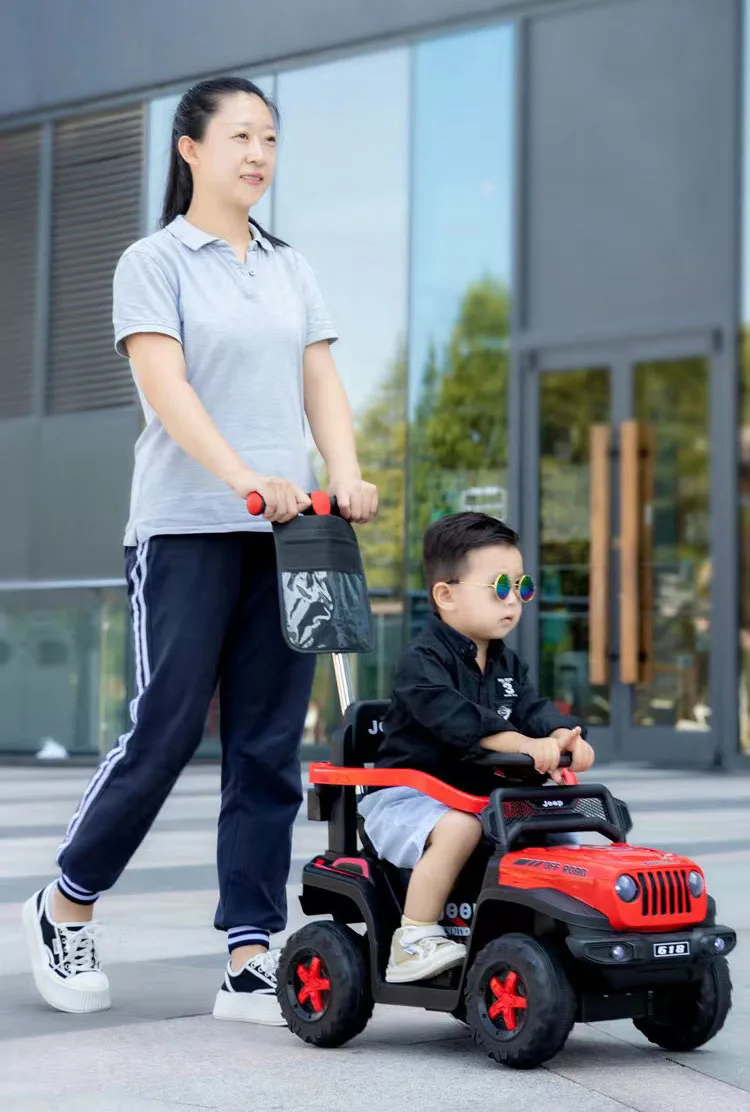 hot price multi-functional can ride and push simple drive 6V 4.5AH battery 380W motor electric car ride on toy with push handle