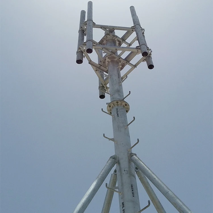 40m Hot DIP Galvanized Octagonal Tapered Monopole Antenna Tower Mobile Telecom Light Tower