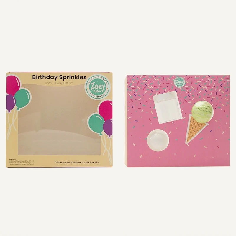 Die cut window soap retail packaging custom toy packaging bio degradable display gift box with clear window