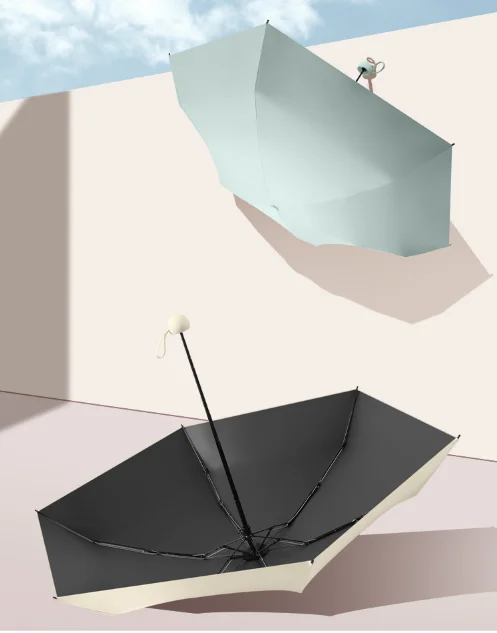 Воскресенье дешевые складной легкий вес анти УФ Дождь 5 раз капсула зонтик мини