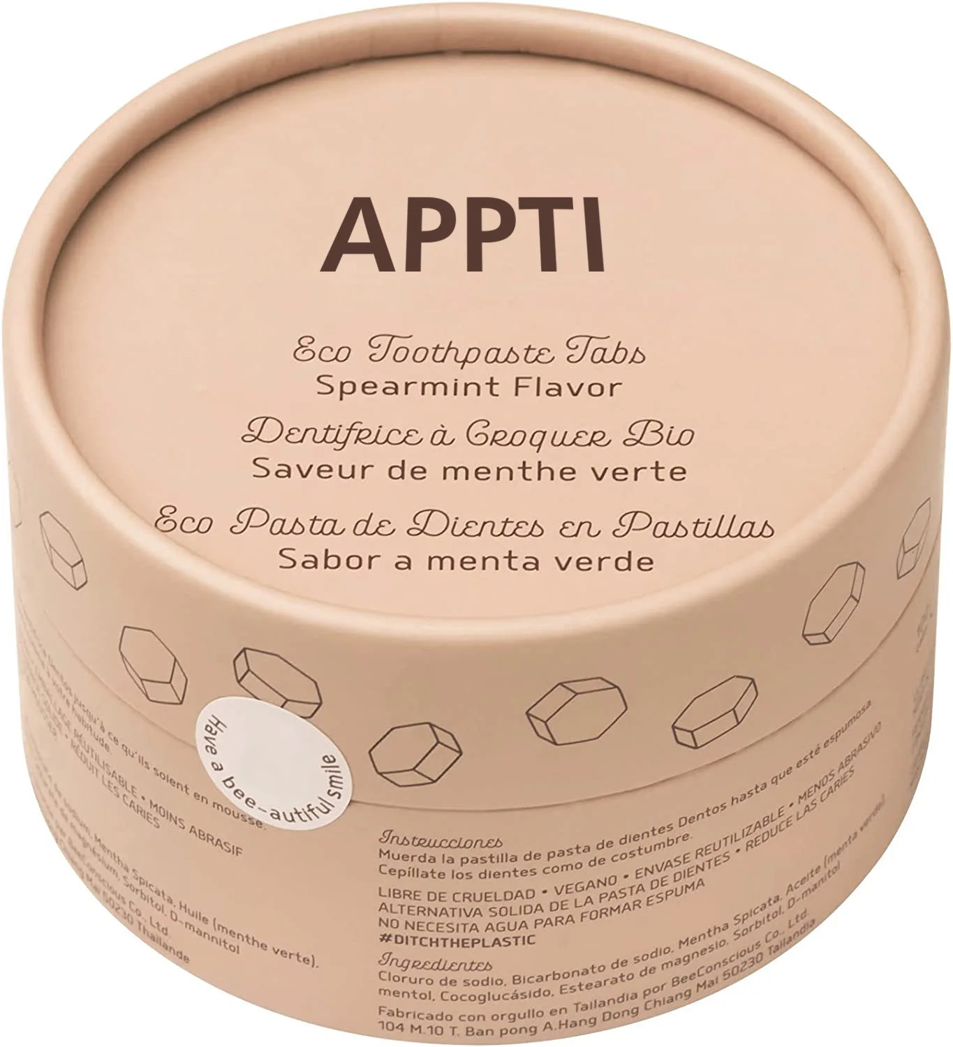 Hot Sell Fluoride Free and Eco-Friendly Travel Size White Teeth Spearmint Toothpaste Tablets for Kids and Adults