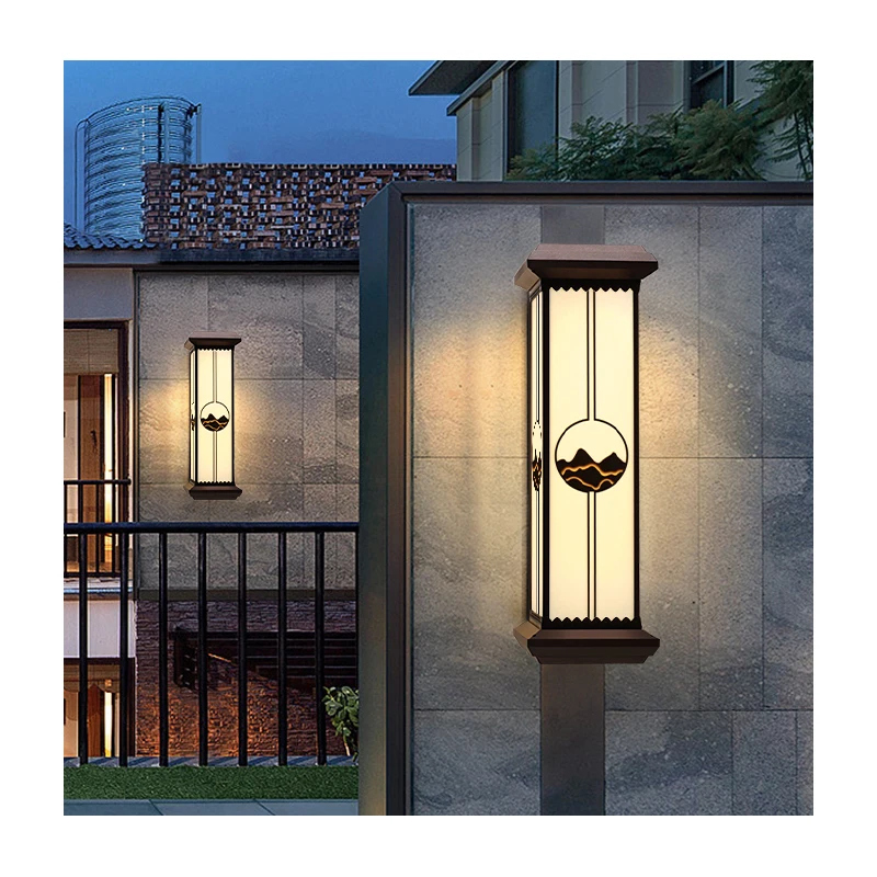 JENSJ Modern Style Outdoor LED Wall Lamp IP65 Waterproof Garden Lamp with Solar Panel Power Supply  Wall Mounted Fancy Lighting