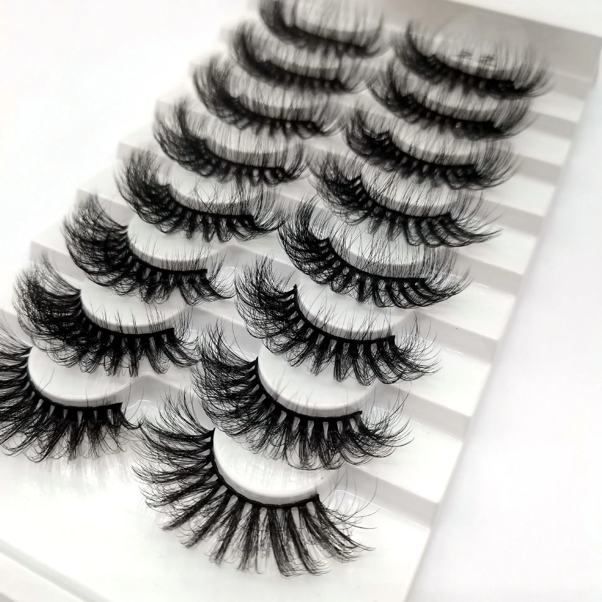 Russian 8 Pairs/set Full Strip Lashes 3D Extension Big Eyes Thicken Soft False Curler Eyelashes Manufacturer