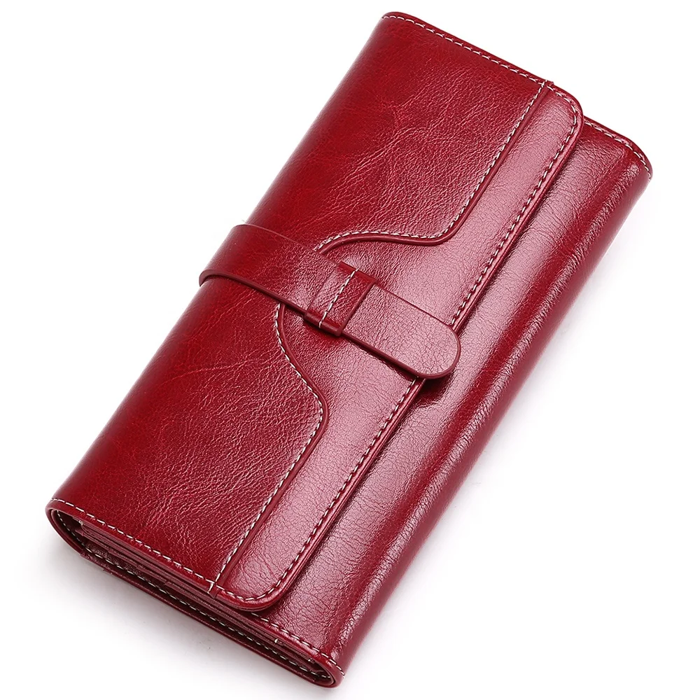 Fashion women leisure genuine leather women purse wallet with RFID blocking  Zip Around and Phone Clutch