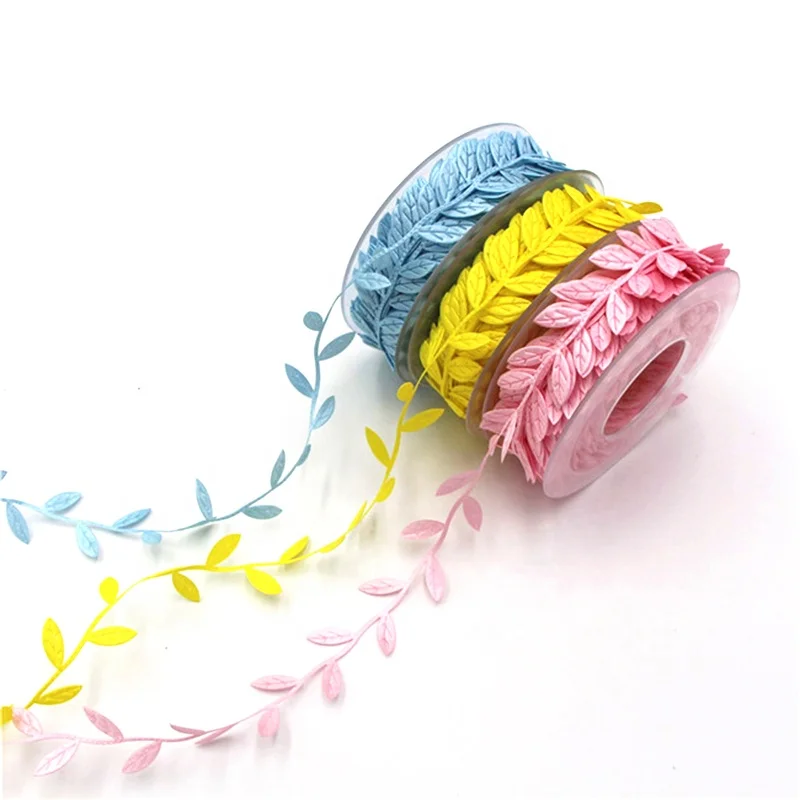 
23mm 15m Fabric Bling Leaf leaves Garland Ribbon Embossing Printing Home Craft Supply DIY Handmade Decoration 