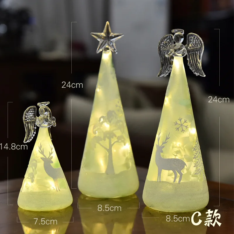 New Glass Crafts LED Lights Furniture Wedding Decoration 16cm Handheld Love Hand Painted Christmas Glass Angel