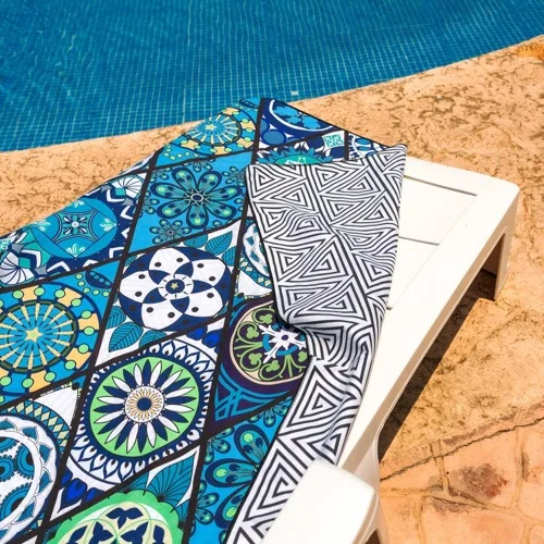 100% Polyester RPET Recycled Plastic Bottle Fabric Microfiber Colorful Design Waffle Summer Outdoor Beach Towel