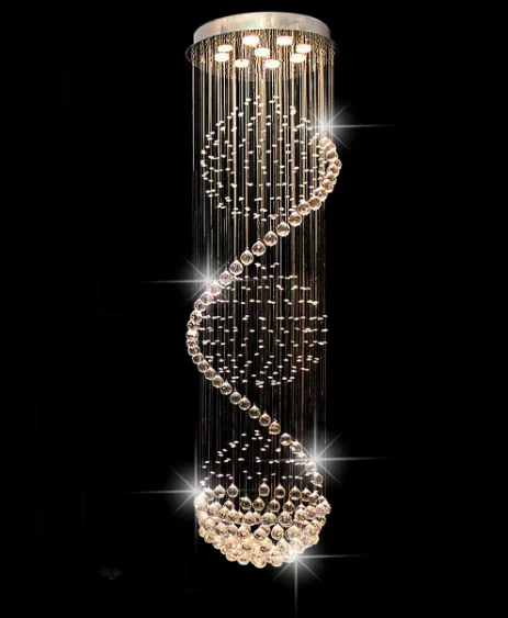 Large round Spiral Raindrop Crystal Chandelier Ball Shape for staircase Living Room Hotel Hallway