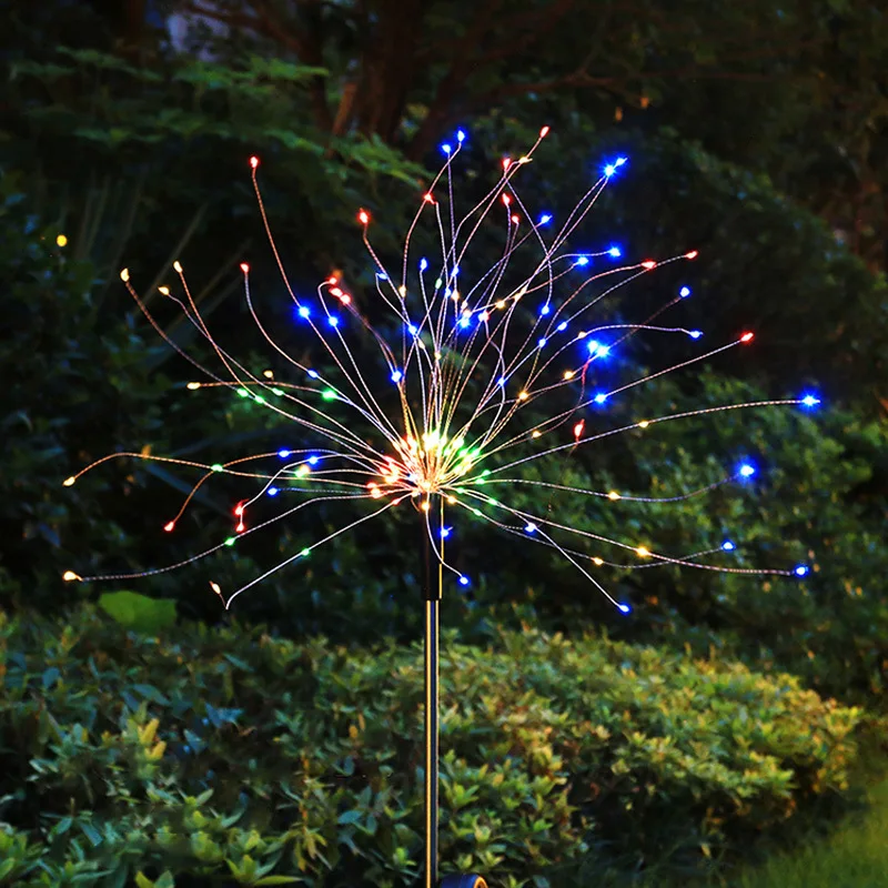 Outdoor LED Solar Fireworks Lights Lawn Lights, Halloween Decorations Garden Lights, Waterproof Fairy Flower Lights With 8 Modes