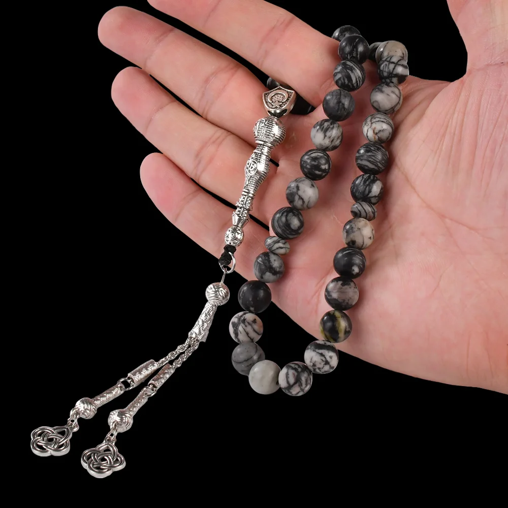 YS314 High Quality Tasbih tasbeeh masbaha Ramadan Eid gift Muslim 10MM Black  Network Stone Islamic Tasbih